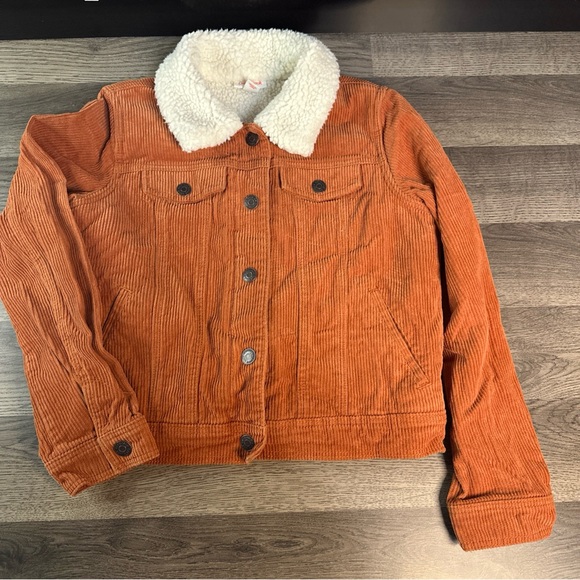Cat & Jack Other - Cat & Jack girl’s Orange Corduroy Jacket with Sherpa Collar
